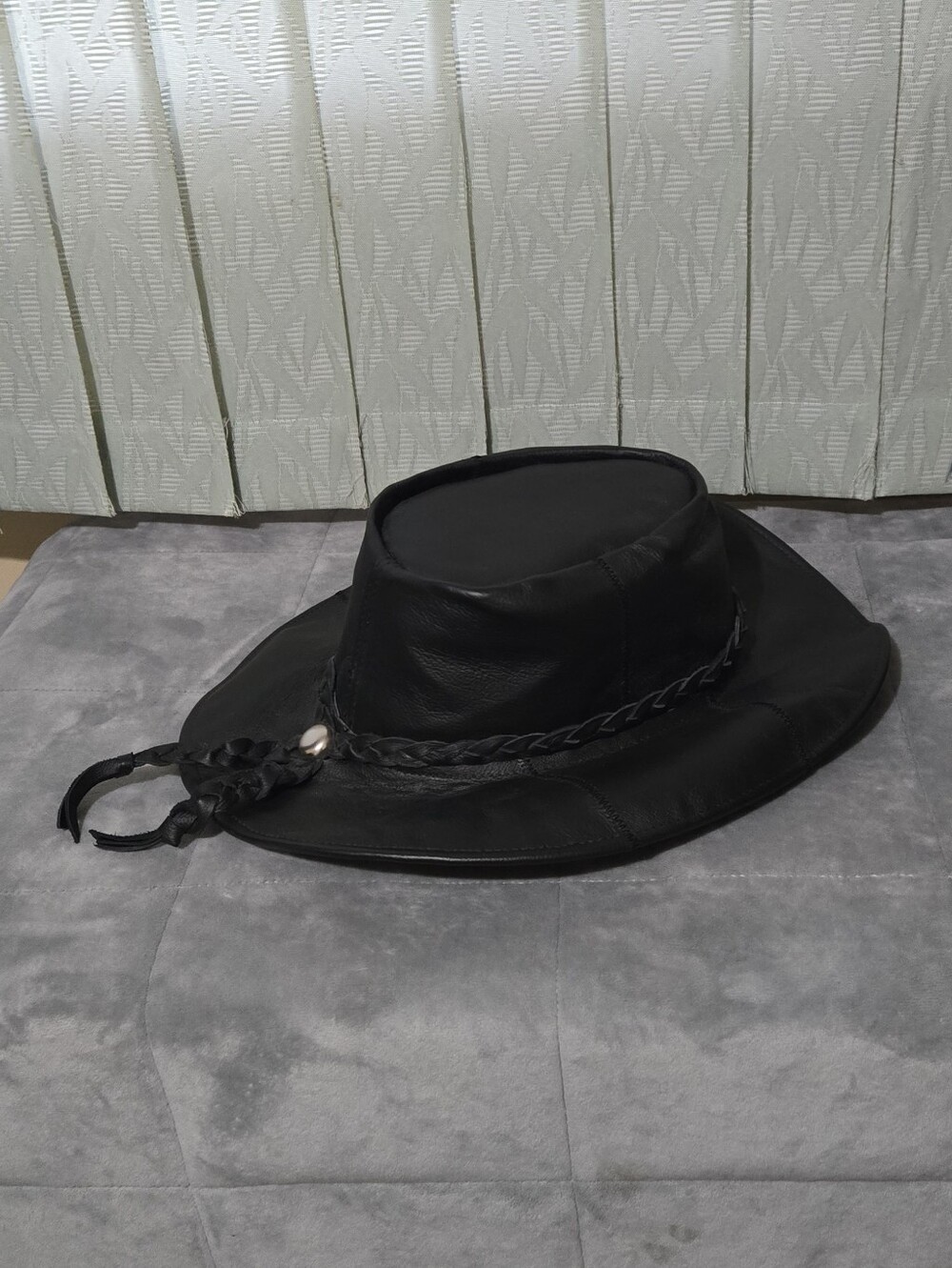 Black Leather Cowboy Hat